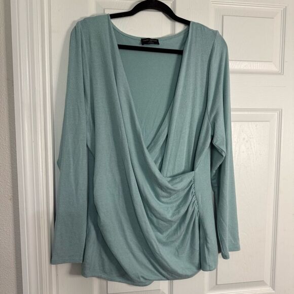 Lane Bryant Light Blue Women's Wrap Top 18/20 - Picture 2 of 8